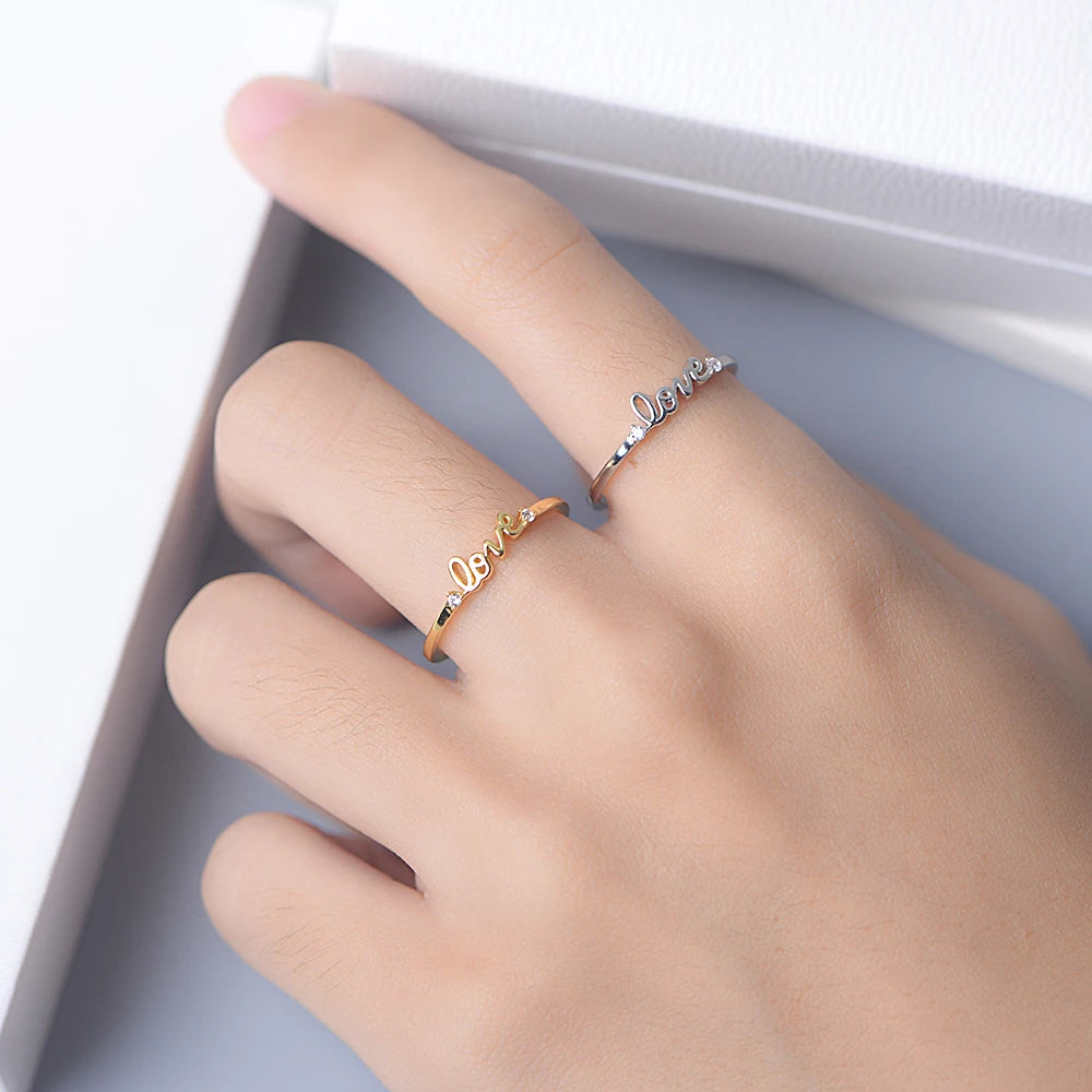 Dainty Love Stackable Ring in Sterling Silver