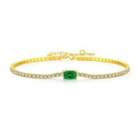 Gold Plated Sterling Silver Vintage Green Bracelet