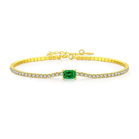 Gold Plated Sterling Silver Vintage Green Bracelet