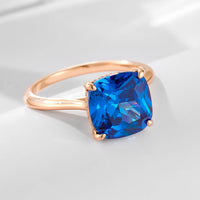 Rose Gold Plated Sterling Silver Cushion Cut Blue Ring
