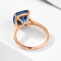 Rose Gold Plated Sterling Silver Cushion Cut Blue Ring