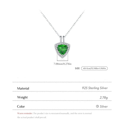 Sterling Silver Triangle Green Pendant Necklace