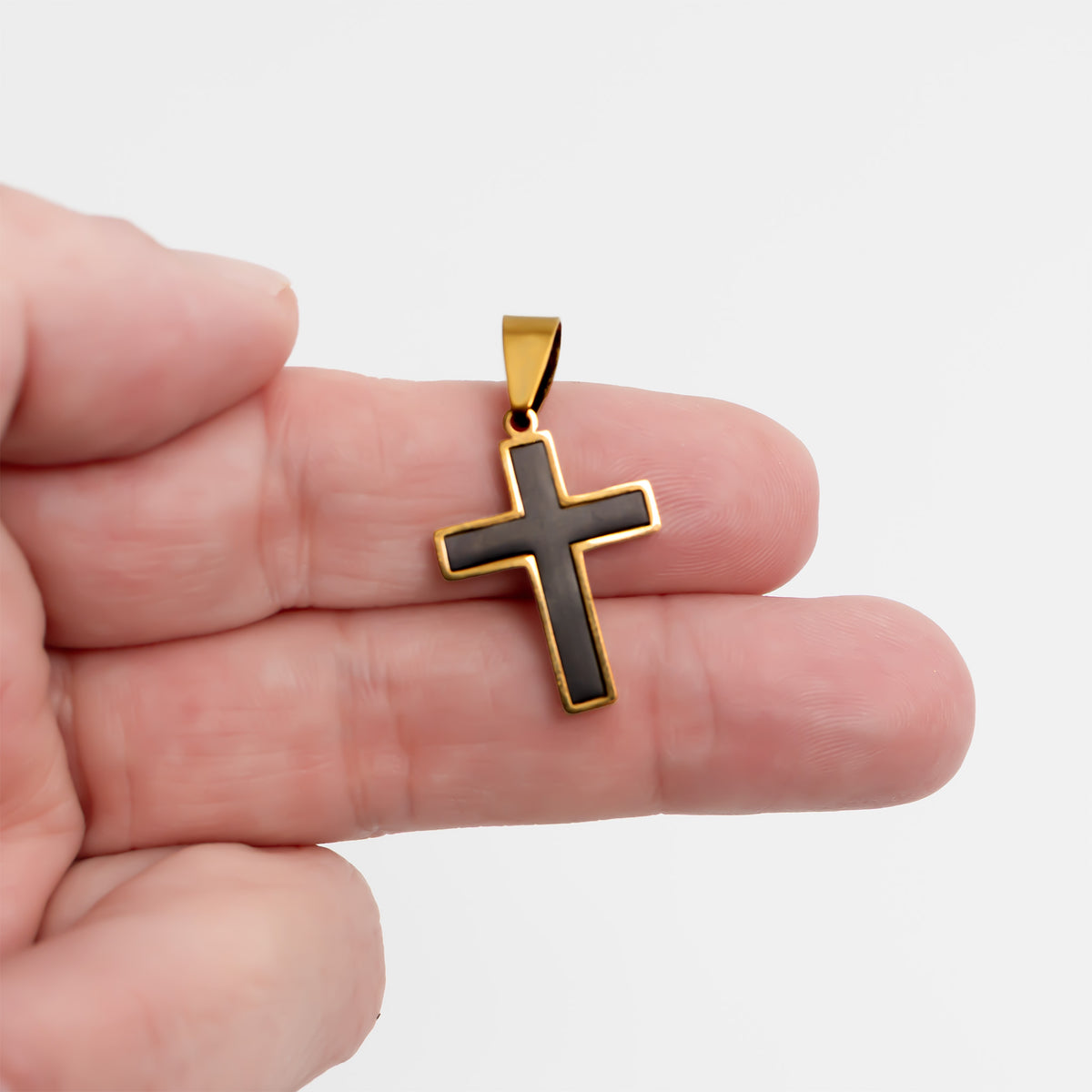 Men's Matte Black Stainless Steel Cross