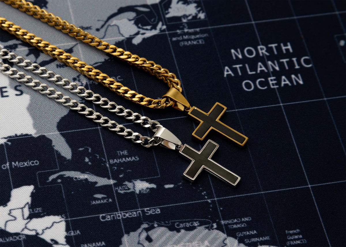 Men's Matte Black Stainless Steel Cross