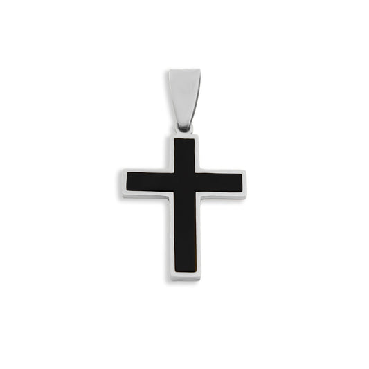 Men's Matte Black Stainless Steel Cross