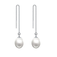 Oval Natural Pearl Dangling Earrings, 925 Sterling Silver