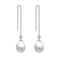 Oval Natural Pearl Dangling Earrings, 925 Sterling Silver