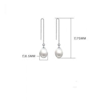 Oval Natural Pearl Dangling Earrings, 925 Sterling Silver