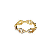Hollow Chain Crystal Ring 18K Gold Plated 925 Sterling Silver