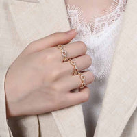 Hollow Chain Crystal Ring 18K Gold Plated 925 Sterling Silver