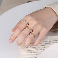 Hollow Chain Crystal Ring 18K Gold Plated 925 Sterling Silver