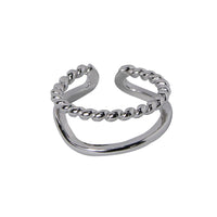 Double Layer Twisted 925 Sterling Silver Adjustable Ring