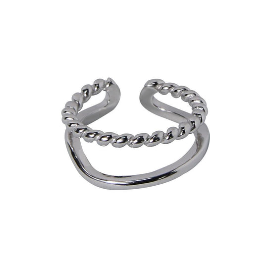 Double Layer Twisted 925 Sterling Silver Adjustable Ring
