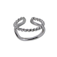 Double Layer Twisted 925 Sterling Silver Adjustable Ring