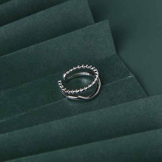 Double Layer Twisted 925 Sterling Silver Adjustable Ring