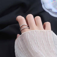 Double Layer Twisted 925 Sterling Silver Adjustable Ring