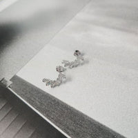 C-Shape Crystal Sterling Silver Dangling Earrings