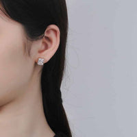 Geometry Square Crystal Sterling Silver Stud Earrings