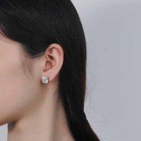 Geometry Square Crystal Sterling Silver Stud Earrings