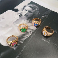 Classic Clover Butterfly Daisy Tulips 925 Sterling Silver Adjustable Ring