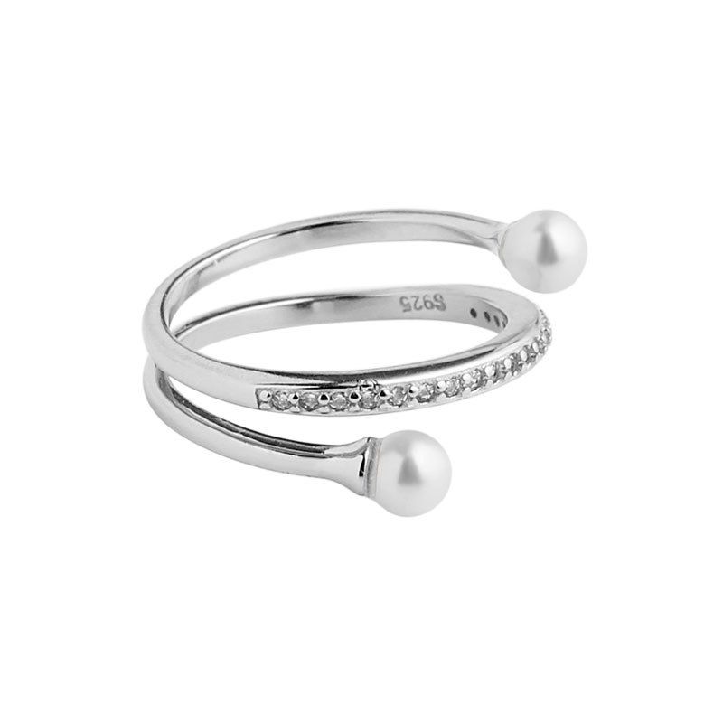 Double Layer Shell Pearl Adjustable Ring