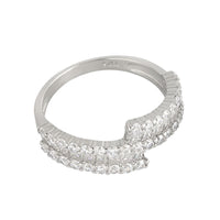Double Layer Micro-Set 925 Sterling Silver Adjustable Ring