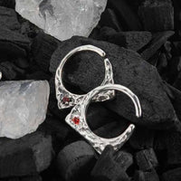 Vintage Irregular Red Crystal Sterling Silver Adjustable Ring