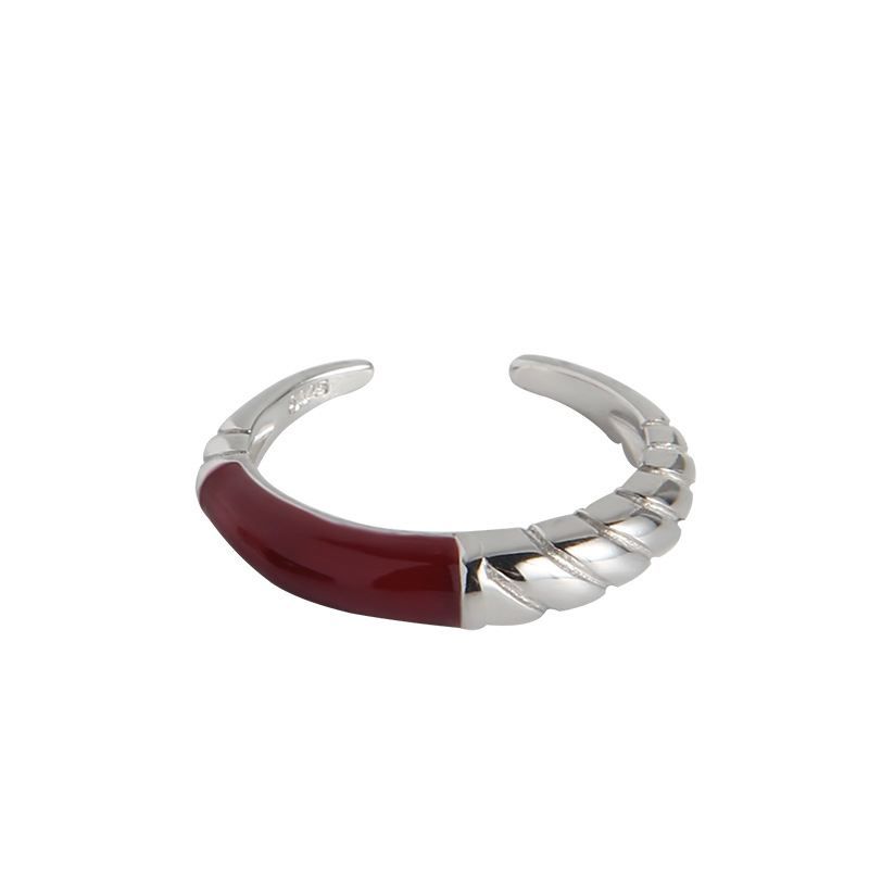 Irregular Twisted Epoxy Sterling Silver Adjustable Ring