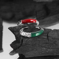 Irregular Twisted Epoxy Sterling Silver Adjustable Ring