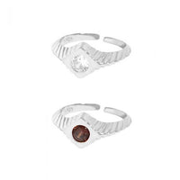 Geometry Rhombus Cubic Zirconia Adjustable Ring