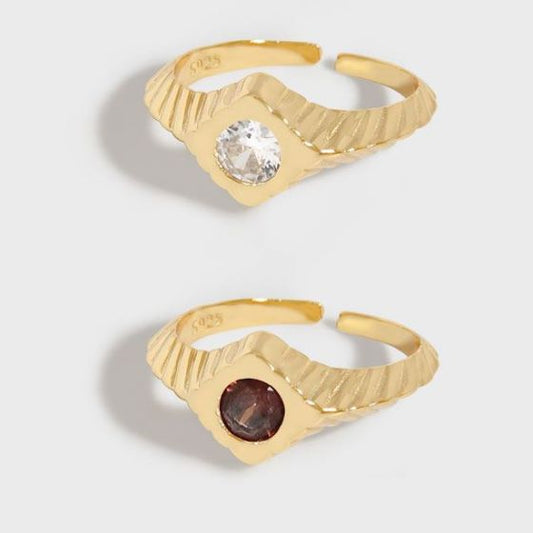 Geometry Rhombus Cubic Zirconia Adjustable Ring