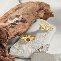 Geometry Rhombus Cubic Zirconia Adjustable Ring