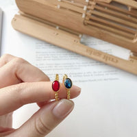 Simple Geometry Oval Crystal 925 Sterling Silver Adjustable Ring