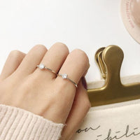 Round Crystal Star Adjustable 925 Sterling Silver Ring