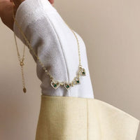 Crystal Heart Four Leaf Clover Necklace
