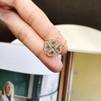 Crystal Heart Four Leaf Clover Necklace