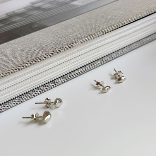 Irregular Stone Sterling Silver Stud Earrings