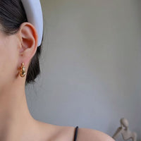 Irregular Croissant 925 Sterling Silver Hoop Earrings