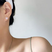 Mini Crystal Heart 925 Sterling Silver Stud Earrings