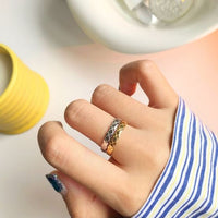 Diamond Pattern Adjustable 925 Sterling Silver Ring