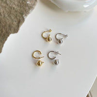 Round Ball Bead 925 Sterling Silver Hoop Earrings