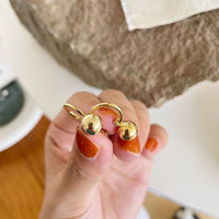 Round Ball Bead 925 Sterling Silver Hoop Earrings