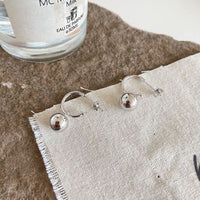 Round Ball Bead 925 Sterling Silver Hoop Earrings