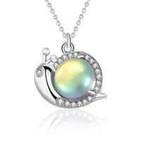 Natural Moonstone Snail Necklace in 925 Sterling Silver