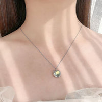 Natural Moonstone Snail Necklace in 925 Sterling Silver