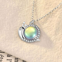Natural Moonstone Snail Necklace in 925 Sterling Silver