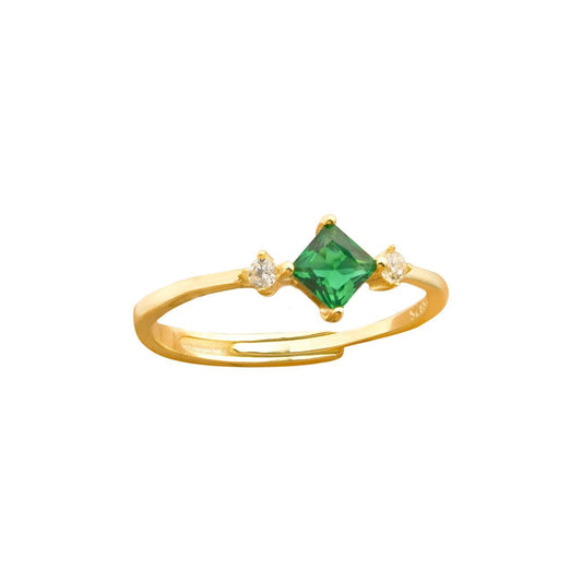 Casual Geometry Rhombus CZ Sterling Silver Adjustable Ring