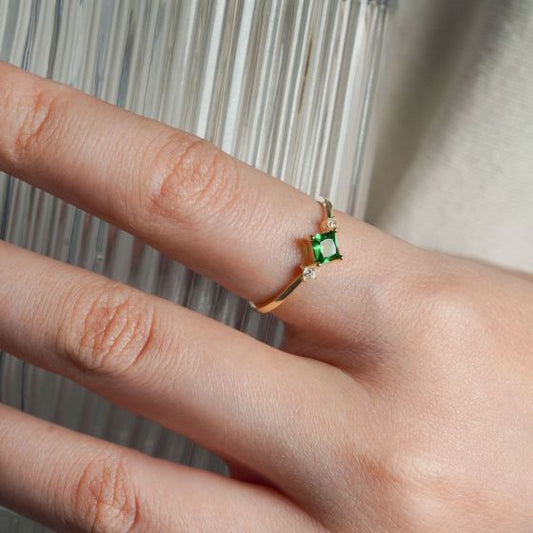Casual Geometry Rhombus CZ Sterling Silver Adjustable Ring