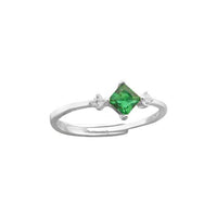 Casual Geometry Rhombus Crystal Sterling Silver Adjustable Ring