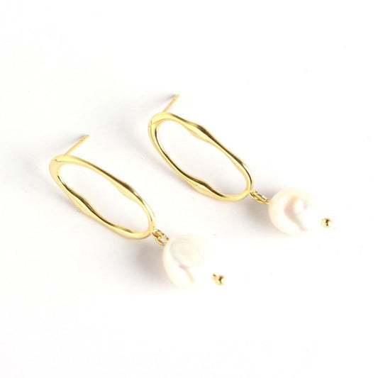 Baroque Natural Pearl 925 Sterling Silver Dangle Earrings